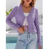 image:imageArachampCloz Womens Linen Tie Front Crochet Spring Shrug Beach Vacation Cropped CardiganPurple