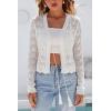 image:imageArachampCloz Womens Linen Tie Front Crochet Spring Shrug Beach Vacation Cropped CardiganWhite