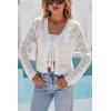image:imageArachampCloz Womens Linen Tie Front Crochet Spring Shrug Beach Vacation Cropped CardiganWhite