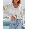 image:imageArachampCloz Womens Linen Tie Front Crochet Spring Shrug Beach Vacation Cropped CardiganWhite