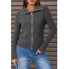 image:imageArachampCloz Womens Wool Blend Fashion Zip Up Cardigan Sweater OutfitDark Gray
