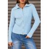 image:imageArachampCloz Womens Wool Blend Fashion Zip Up Cardigan Sweater OutfitPale Blue