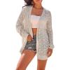 image:imageArachampCloz Womens Crochet Swim Cover Up Linen Blend Open Front Beach Oversized Outfits 2026Beige