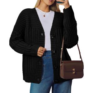 image:imageArachampCloz Womens Wool Blend Chunky Knit Winter Cardigan Sweaters OutfitsBlack