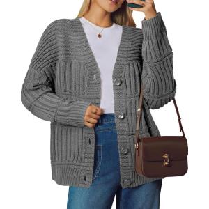 image:imageArachampCloz Womens Wool Blend Chunky Knit Winter Cardigan Sweaters OutfitsGrey