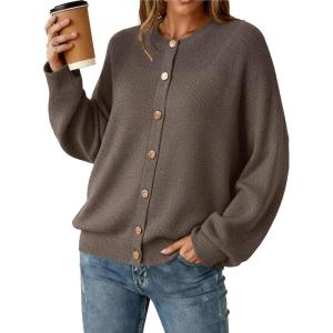 image:imageArachampCloz Womens Wool Blend Oversized Cardigan Sweaters Button Down Casual ClothingCoffee