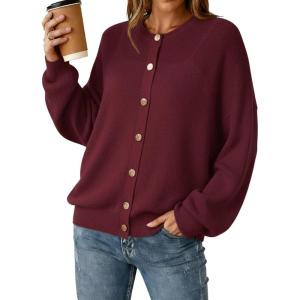 image:imageArachampCloz Womens Wool Blend Oversized Cardigan Sweaters Button Down Casual ClothingWine