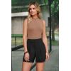 image:imageArachampCloz Womens Linen Blend High Waist Business Casual Wide Leg Shorts 2026Black