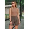 image:imageArachampCloz Womens Linen Blend High Waist Business Casual Wide Leg Shorts 2026Coffee