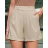 image:imageArachampCloz Womens Linen Blend High Waist Business Casual Wide Leg Shorts 2026Khaki