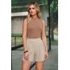 image:imageArachampCloz Womens Linen Blend High Waist Business Casual Wide Leg Shorts 2026Khaki