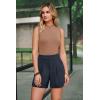image:imageArachampCloz Womens Linen Blend High Waist Business Casual Wide Leg Shorts 2026Navy