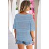 image:imageArachampCloz Womens Linen Blend Off Shoulder Summer Cover Up Beach Casual Crochet Tops Hollow Out Vacation Outfits 2026Blue