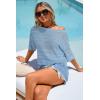 image:imageArachampCloz Womens Linen Blend Off Shoulder Summer Cover Up Beach Casual Crochet Tops Hollow Out Vacation Outfits 2026Blue