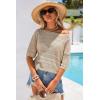 image:imageArachampCloz Womens Linen Blend Off Shoulder Summer Cover Up Beach Casual Crochet Tops Hollow Out Vacation Outfits 2026Khaki