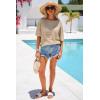 image:imageArachampCloz Womens Linen Blend Off Shoulder Summer Cover Up Beach Casual Crochet Tops Hollow Out Vacation Outfits 2026Khaki