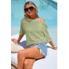 image:imageArachampCloz Womens Linen Blend Off Shoulder Summer Cover Up Beach Casual Crochet Tops Hollow Out Vacation Outfits 2026Light Green