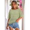 image:imageArachampCloz Womens Linen Blend Off Shoulder Summer Cover Up Beach Casual Crochet Tops Hollow Out Vacation Outfits 2026Light Green