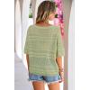 image:imageArachampCloz Womens Linen Blend Off Shoulder Summer Cover Up Beach Casual Crochet Tops Hollow Out Vacation Outfits 2026Light Green