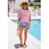 image:imageArachampCloz Womens Linen Blend Off Shoulder Summer Cover Up Beach Casual Crochet Tops Hollow Out Vacation Outfits 2026Pink