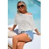 image:imageArachampCloz Womens Linen Blend Off Shoulder Summer Cover Up Beach Casual Crochet Tops Hollow Out Vacation Outfits 2026White