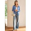 image:imageArachampCloz Womens Wool Blend Lightweight Spring Business Casual Cardigan Sweaters TopsLake Blue