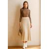 image:imageArachampCloz Womens Wool Blend Wide Elastic Band ALine Pleated Flowy Long Skirts 2025Apricot