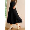 image:imageArachampCloz Womens Wool Blend Wide Elastic Band ALine Pleated Flowy Long Skirts 2025Black