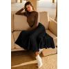 image:imageArachampCloz Womens Wool Blend Wide Elastic Band ALine Pleated Flowy Long Skirts 2025Black