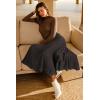 image:imageArachampCloz Womens Wool Blend Wide Elastic Band ALine Pleated Flowy Long Skirts 2025Brown