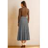 image:imageArachampCloz Womens Wool Blend Wide Elastic Band ALine Pleated Flowy Long Skirts 2025Grey