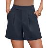 image:imageArachampCloz Womens Linen Blend High Waist Business Casual Wide Leg Shorts 2026Navy