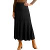 image:imageArachampCloz Womens Wool Blend Wide Elastic Band ALine Pleated Flowy Long Skirts 2025Black