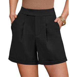 image:imageArachampCloz Womens Linen Blend High Waist Business Casual Wide Leg Shorts 2026Black