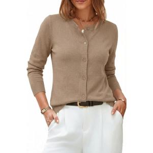image:imageArachampCloz Womens Wool Blend Lightweight Spring Business Casual Cardigan Sweaters TopsCamel