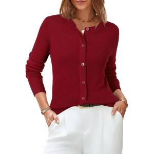 image:imageArachampCloz Womens Wool Blend Lightweight Spring Business Casual Cardigan Sweaters TopsRed