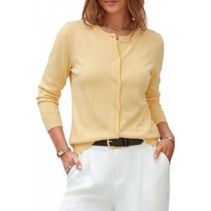 image:imageArachampCloz Womens Wool Blend Lightweight Spring Business Casual Cardigan Sweaters TopsYellow