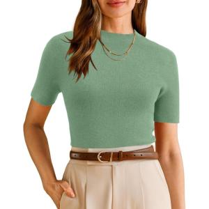 image:imageArachampCloz Womens Wool Blend Spring Seamless Rip Resistant Tops Opaque Business Casual ShirtsSage Green