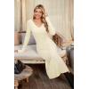 image:imageArachampCloz 2025 Spring Womens V Neck Long Sleeve Fishtail Sweater Dress Ribbed Knit Slim Fit Bodycon Midi DressApricot Beige