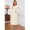 image:imageArachampCloz 2025 Spring Womens V Neck Long Sleeve Fishtail Sweater Dress Ribbed Knit Slim Fit Bodycon Midi DressApricot Beige