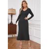 image:imageArachampCloz 2025 Spring Womens V Neck Long Sleeve Fishtail Sweater Dress Ribbed Knit Slim Fit Bodycon Midi DressBlack