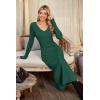 image:imageArachampCloz 2025 Spring Womens V Neck Long Sleeve Fishtail Sweater Dress Ribbed Knit Slim Fit Bodycon Midi DressGreen