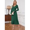 image:imageArachampCloz 2025 Spring Womens V Neck Long Sleeve Fishtail Sweater Dress Ribbed Knit Slim Fit Bodycon Midi DressGreen