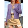 image:imageArachampCloz Womens 2025 Summer Lightweight Cardigan Long Sleeve Cable Knit Hollow Out Bow Embroidery TopsPurple