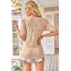 image:imageArachampCloz Womens Lightweight Fall Sweater Tops Casual Short Sleeve Blouses ShirtsAzapricot 02