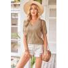 image:imageArachampCloz Womens Lightweight Fall Sweater Tops Casual Short Sleeve Blouses ShirtsAzapricot