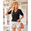 image:imageArachampCloz Womens Lightweight Fall Sweater Tops Casual Short Sleeve Blouses ShirtsAzblack