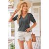 image:imageArachampCloz Womens Lightweight Fall Sweater Tops Casual Short Sleeve Blouses ShirtsAzdark Grey