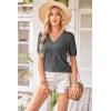 image:imageArachampCloz Womens Lightweight Fall Sweater Tops Casual Short Sleeve Blouses ShirtsAzdark Grey