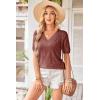 image:imageArachampCloz Womens Lightweight Fall Sweater Tops Casual Short Sleeve Blouses ShirtsAzdusty Red